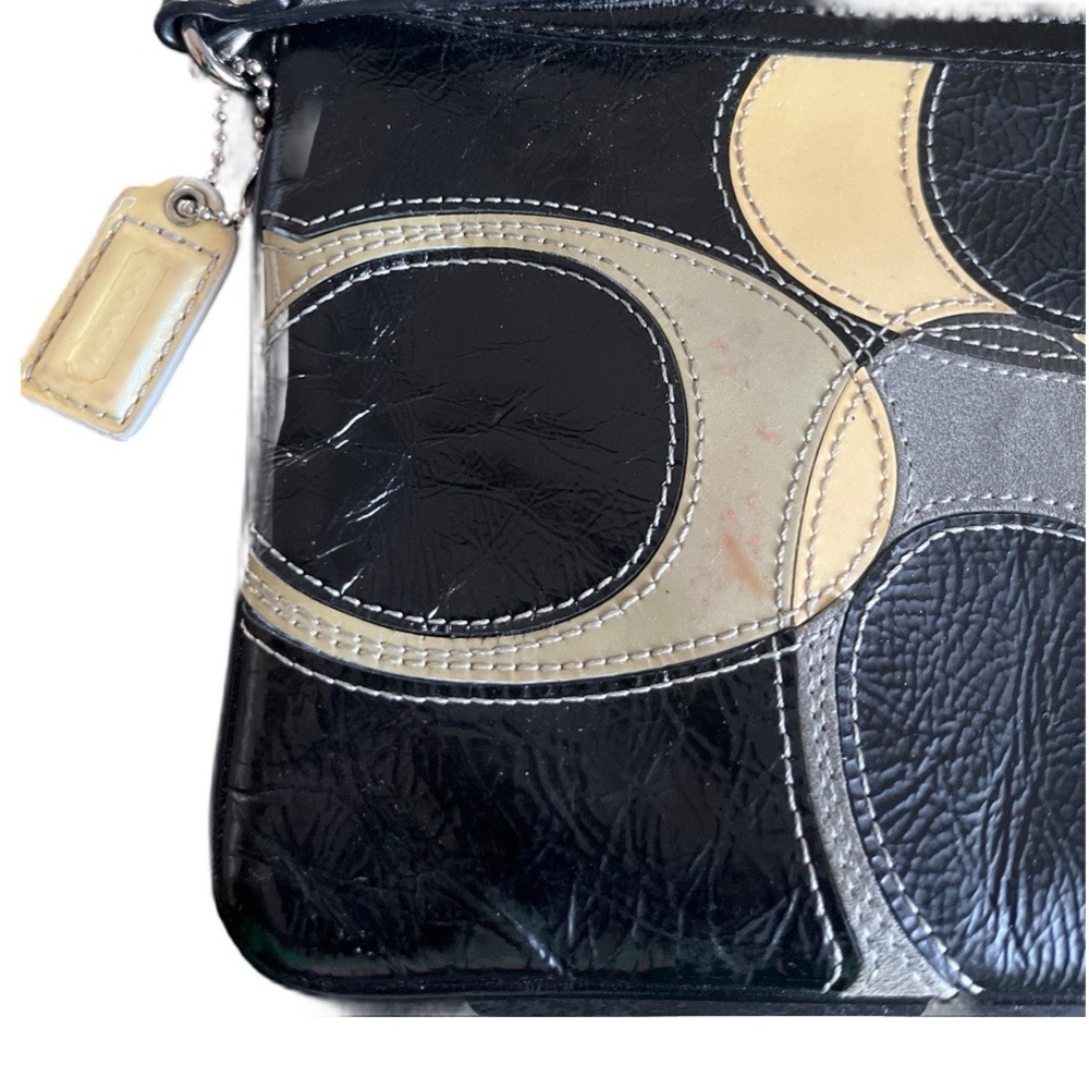 Coach Black Signature Inlaid Patchwork Large Wristlet - Picture 2 of 4